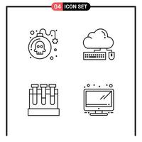 Set of 4 Line Style Icons for web and mobile Outline Symbols for print Line Icon Signs Isolated on White Background 4 Icon Set Creative Black Icon vector background