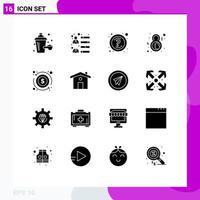 Set of 16 Commercial Solid Glyphs pack for dollar face question symbol eight Editable Vector Design Elements