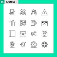 paquete de iconos de vectores de stock de 16 signos y símbolos de línea para elementos de diseño de vectores editables de caída de caja de disfraces de regalo de datos