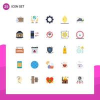 Pack of 25 Modern Flat Colors Signs and Symbols for Web Print Media such as mountain hill devices nature citrus Editable Vector Design Elements