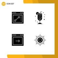 Editable Vector Line Pack of Simple Solid Glyphs of browser website alcohol arrow sunny Editable Vector Design Elements