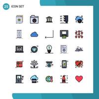 Pictogram Set of 25 Simple Filled line Flat Colors of computing travel bank traffic light money Editable Vector Design Elements