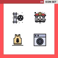 conjunto de 4 iconos modernos de la interfaz de usuario símbolos signos para el sistema de camisas mecánicas ropa blockchain elementos de diseño vectorial editables vector