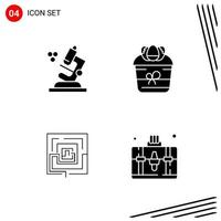 Collection of 4 Vector Icons in solid style Pixle Perfect Glyph Symbols for Web and Mobile Solid Icon Signs on White Background 4 Icons Creative Black Icon vector background