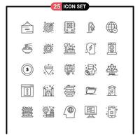 25 Creative Icons Modern Signs and Symbols of web globe loudspeaker shower hotel Editable Vector Design Elements