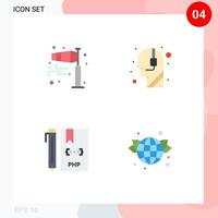 Set of 4 Vector Flat Icons on Grid for air coding pole wind call development Editable Vector Design Elements