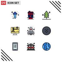 conjunto de 9 iconos modernos de la interfaz de usuario símbolos signos para la ley de la nave espacial bosque copia digital a la derecha elementos de diseño vectorial editables vector