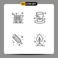 Universal Icon Symbols Group of 4 Modern Filledline Flat Colors of cart ice cream cap canada growth Editable Vector Design Elements