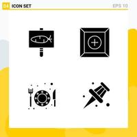 colección de 4 iconos sólidos universales conjunto de iconos para web y móvil fondo de vector de icono negro creativo