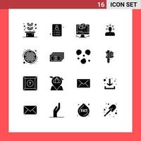 16 signos de glifos sólidos universales símbolos de irlanda persona diseño humano elegir elementos de diseño vectorial editables vector