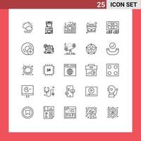 25 Thematic Vector Lines and Editable Symbols of cash office bar case phases Editable Vector Design Elements