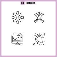 Editable Vector Line Pack of 4 Simple Filledline Flat Colors of gear limited time support bat discount Editable Vector Design Elements