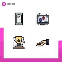 Modern Set of 4 Filledline Flat Colors and symbols such as phone award huawei promotion prize Editable Vector Design Elements