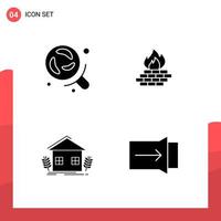 Pack of 4 Universal Glyph Icons for Print Media on White Background Creative Black Icon vector background