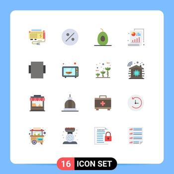 Mobile Interface Flat Color Set of 16 Pictograms of microwave rotate food layout chart Editable Pack of Creative Vector Design Elements