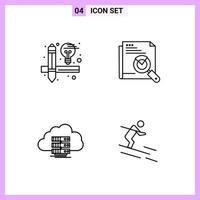 4 Icons in Line Style Outline Symbols on White Background Creative Vector Signs for Web mobile and Print Creative Black Icon vector background