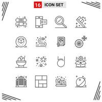 16 iconos estilo de línea basados en cuadrícula símbolos de esquema creativos para el diseño de sitios web signos de icono de línea simple aislados en fondo blanco 16 conjunto de iconos fondo de vector de icono negro creativo