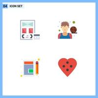 Modern Set of 4 Flat Icons Pictograph of app player development avatar write Editable Vector Design Elements