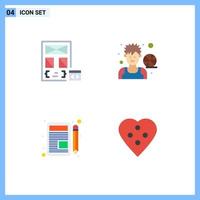 Modern Set of 4 Flat Icons Pictograph of app player development avatar write Editable Vector Design Elements