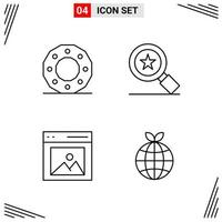 4 Icons Line Style Grid Based Creative Outline Symbols for Website Design Simple Line Icon Signs Isolated on White Background 4 Icon Set Creative Black Icon vector background