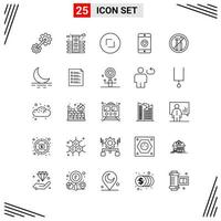 25 Icons Line Style Grid Based Creative Outline Symbols for Website Design Simple Line Icon Signs Isolated on White Background 25 Icon Set Creative Black Icon vector background