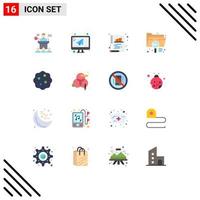 16 Thematic Vector Flat Colors and Editable Symbols of file document mail data paper Editable Pack of Creative Vector Design Elements