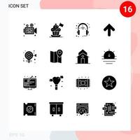 16 Universal Solid Glyphs Set for Web and Mobile Applications up arrow cooker hat set head Editable Vector Design Elements