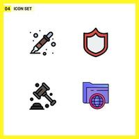 Stock Vector Icon Pack of 4 Line Signs and Symbols for color picker security liquidator shield folder Editable Vector Design Elements