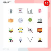 conjunto de 16 iconos de interfaz de usuario modernos signos de símbolos para caja de producto finanzas huevo pascua paquete editable de elementos creativos de diseño de vectores