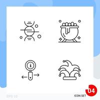 Modern Pack of 4 Icons Line Outline Symbols isolated on White Backgound for Website designing Creative Black Icon vector background