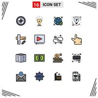 Set of 16 Modern UI Icons Symbols Signs for geometry system globe progression development Editable Creative Vector Design Elements