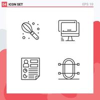 Group of 4 Modern Filledline Flat Colors Set for manual data computer imac page Editable Vector Design Elements