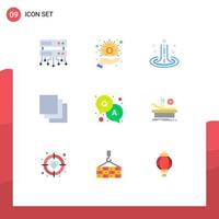 Modern Set of 9 Flat Colors Pictograph of operation question ripple answer group Editable Vector Design Elements