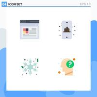 Universal Icon Symbols Group of 4 Modern Flat Icons of internet winter website cake education Editable Vector Design Elements