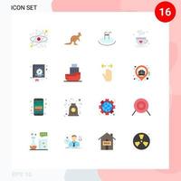16 Flat Color concept for Websites Mobile and Apps fathers day dad kangaroo coffee swimming Editable Pack of Creative Vector Design Elements