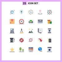 Flat Color Pack of 25 Universal Symbols of bundle pin shield marker location Editable Vector Design Elements