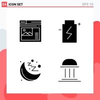 Collection of 4 Vector Icons in solid style Modern Glyph Symbols for Web and Mobile Solid Icon Sign Isolated on White Background 4 Icons Creative Black Icon vector background