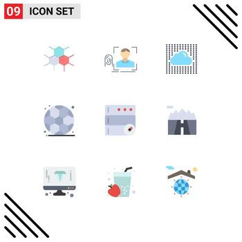 Conjunto de 9 colores planos universales para la base de datos de aplicaciones móviles y web elementos de diseño de vectores editables seguros educación de escaneo de regreso a la escuela