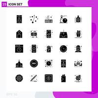 Set of 25 Modern UI Icons Symbols Signs for fund money keyboard bag play Editable Vector Design Elements