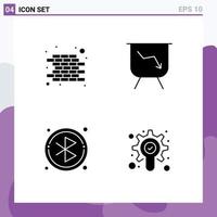 4 User Interface Solid Glyph Pack of modern Signs and Symbols of brick search board bluetooth check Editable Vector Design Elements