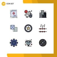 Set of 9 Modern UI Icons Symbols Signs for coin probability pay gaming building Editable Vector Design Elements