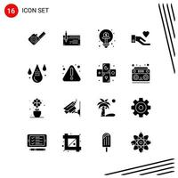 Collection of 16 Vector Icons in solid style Pixle Perfect Glyph Symbols for Web and Mobile Solid Icon Signs on White Background 16 Icons Creative Black Icon vector background