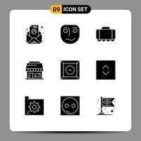 conjunto de 9 iconos de interfaz de usuario modernos signos de símbolos para ampliar el tanque del producto eliminar elementos de diseño vectorial editables de la tienda web vector