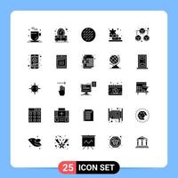 Pack of 25 Modern Solid Glyphs Signs and Symbols for Web Print Media such as cell phone data cookie big sauna Editable Vector Design Elements