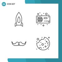 Vector Pack of 4 Outline Symbols Line Style Icon Set on White Background for Web and Mobile Creative Black Icon vector background