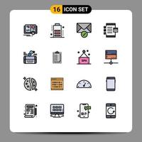 Set of 16 Modern UI Icons Symbols Signs for social mobile sent device develop Editable Creative Vector Design Elements