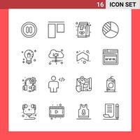 16 Icon Pack Line Style Outline Symbols on White Background Simple Signs for general designing Creative Black Icon vector background