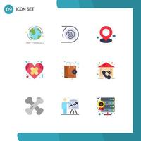 User Interface Pack of 9 Basic Flat Colors of love healthcare disruptive broken streamline Editable Vector Design Elements