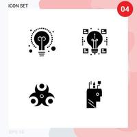 Stock Vector Icon Pack of 4 Line Signs and Symbols for bulb medical creative sharing education Editable Vector Design Elements