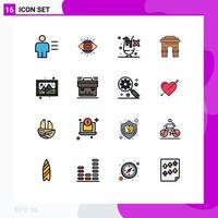 Set of 16 Modern UI Icons Symbols Signs for srilanka india light hinduism culture Editable Creative Vector Design Elements